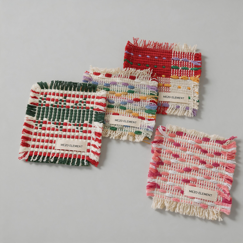 Woven Table Mat Coaster: Pink / One Size