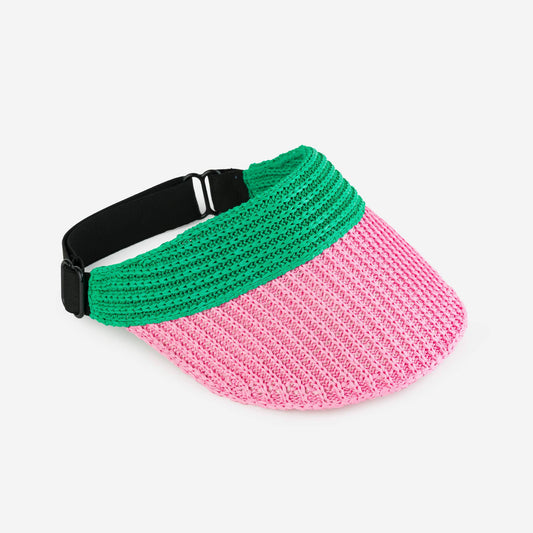 Raffia Visor: Kelly Pink