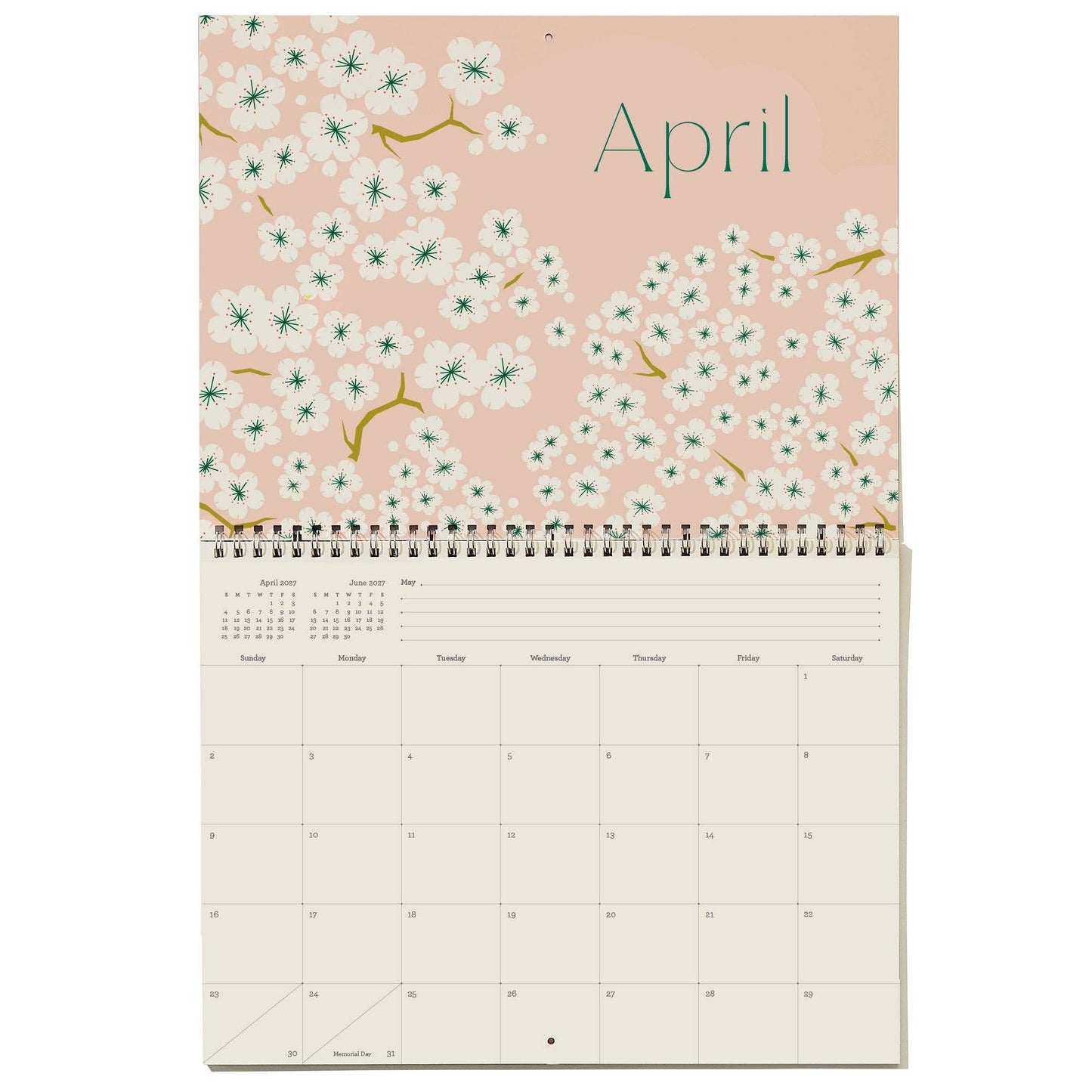 2027 Write-On Calendar | Grid style monthly calendar