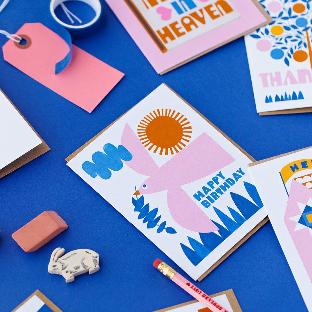 Happy Birthday Pink Bird Greeting Card