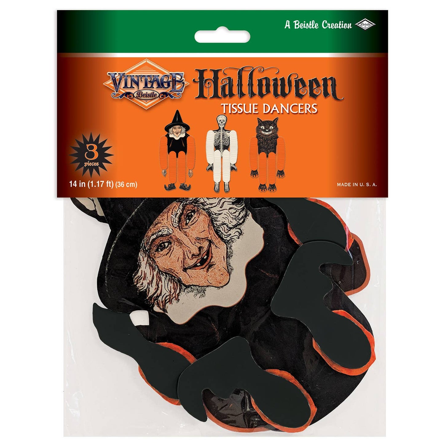 Vintage Halloween Tissue Dancers 14". 3/pkg