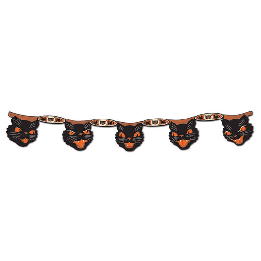 Vintage Halloween Jointed Cat Streamer. 7½" x 4'