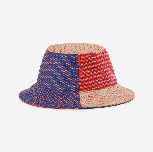 Dashes Knit Bucket Hat: Poppy Cobalt