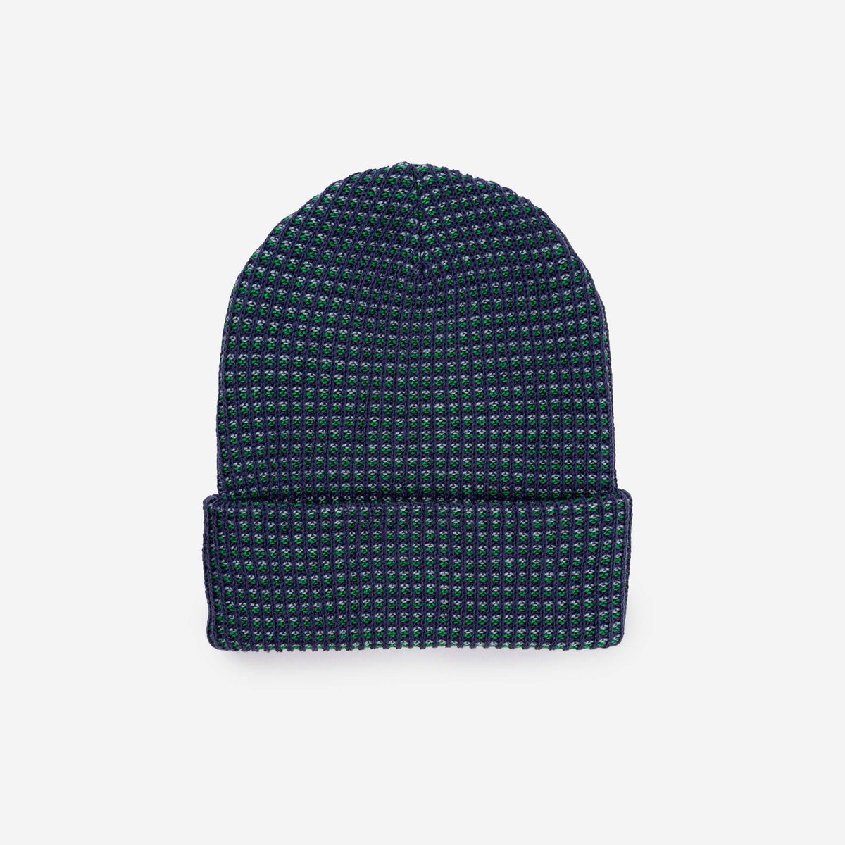 Simple Grid Knit Beanie: Indigo