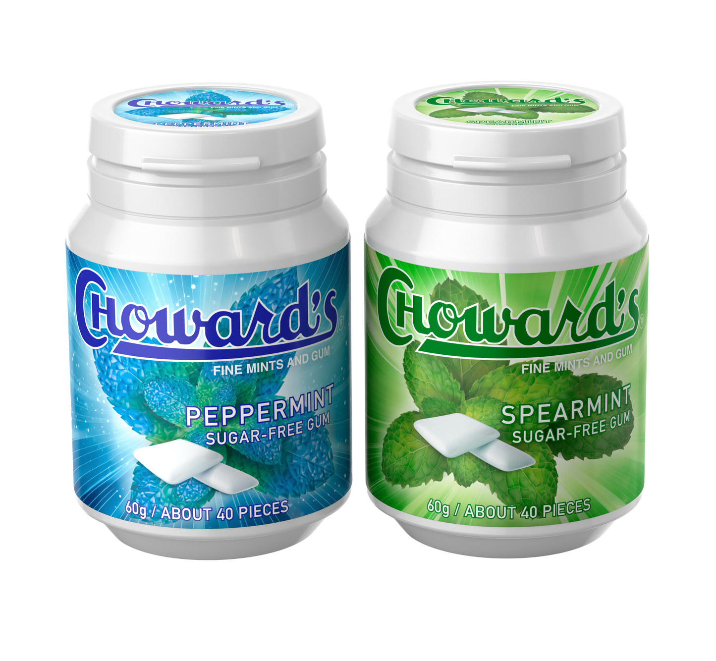 Choward's Sugar free Peppermint gum bottle