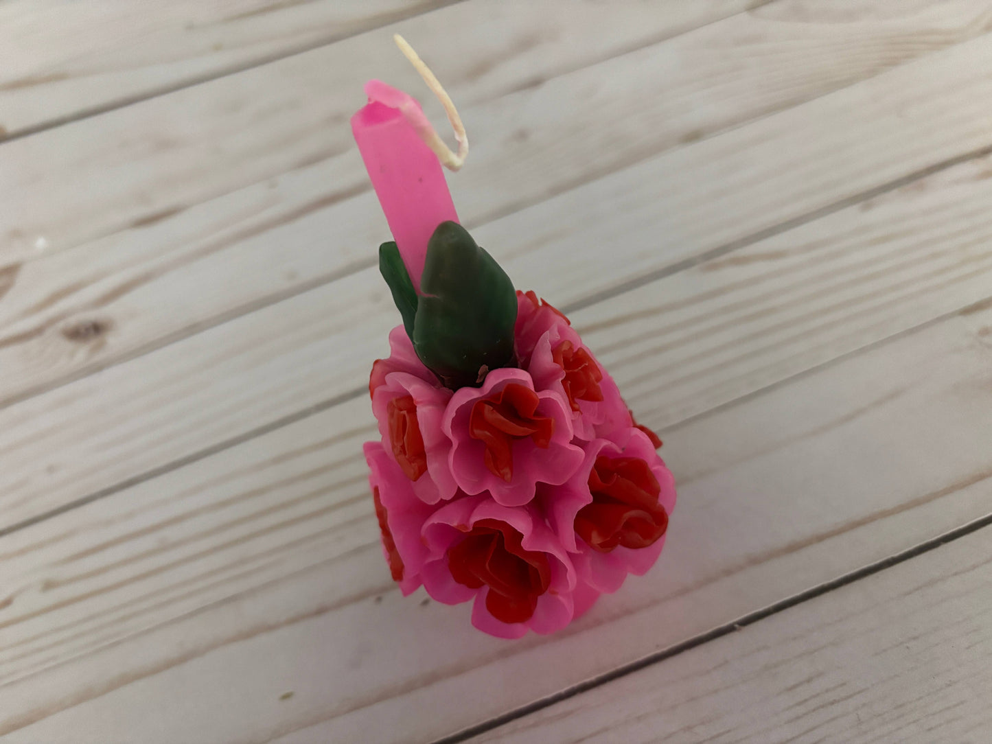 4.5" Beeswax Candle Mini Pink & Red Oaxaca Marigold