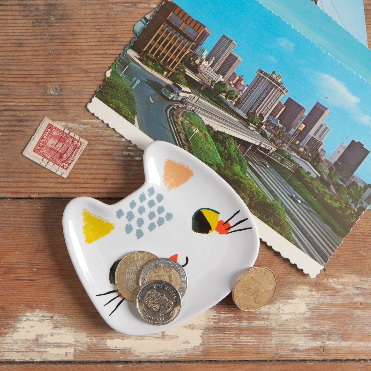 Danica Studio Meow Meow Cat Shaped Ceramic Trinket Tray