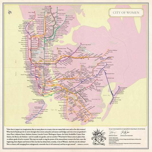 City of Women New York City Subway Wall Map (20 x 20 Inches)