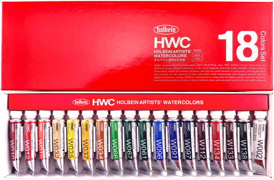 Holbein Artists’ Watercolor Set of 18 Assorted Colors in 5ml Tubes