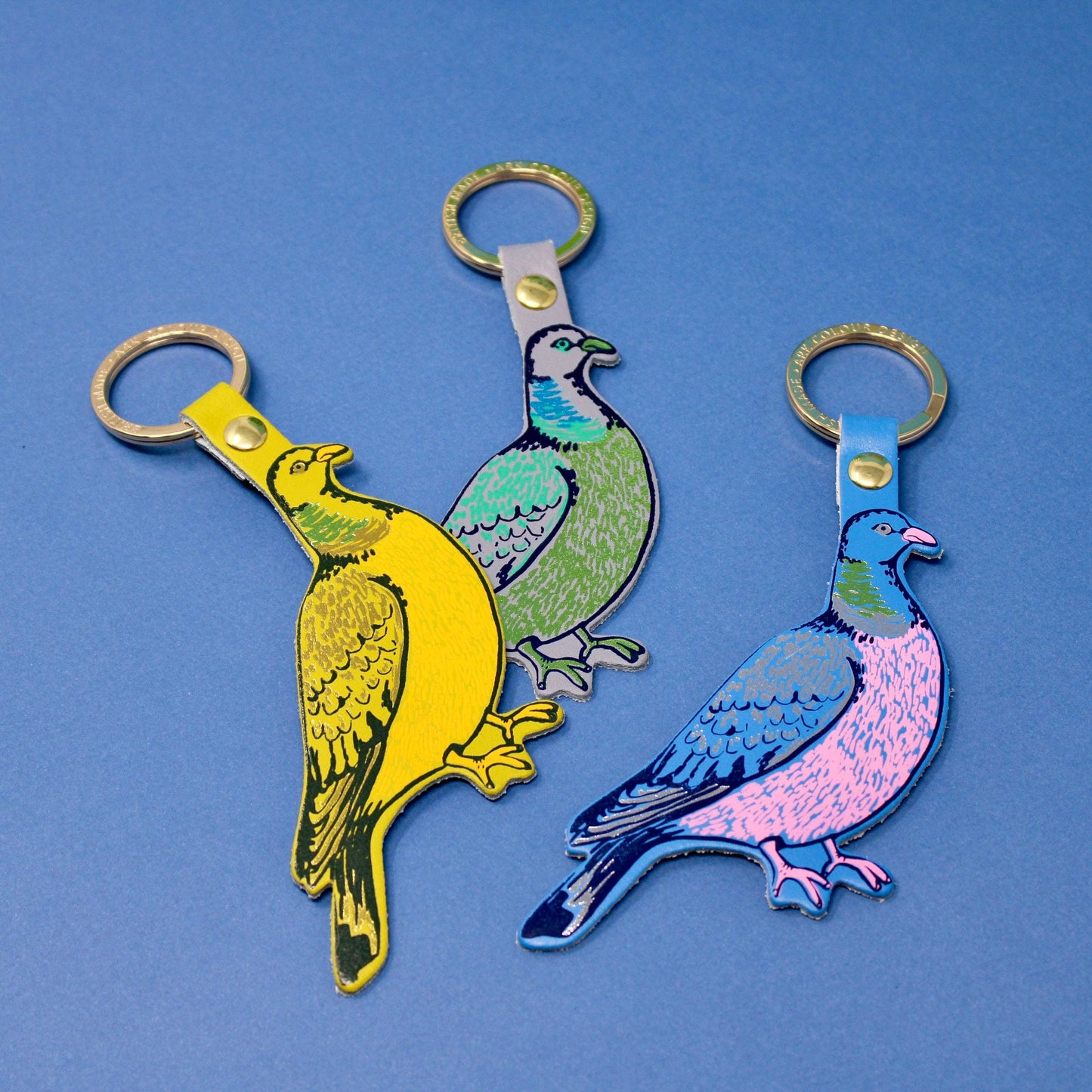 Feral Pigeon Key Fob: Cornflower