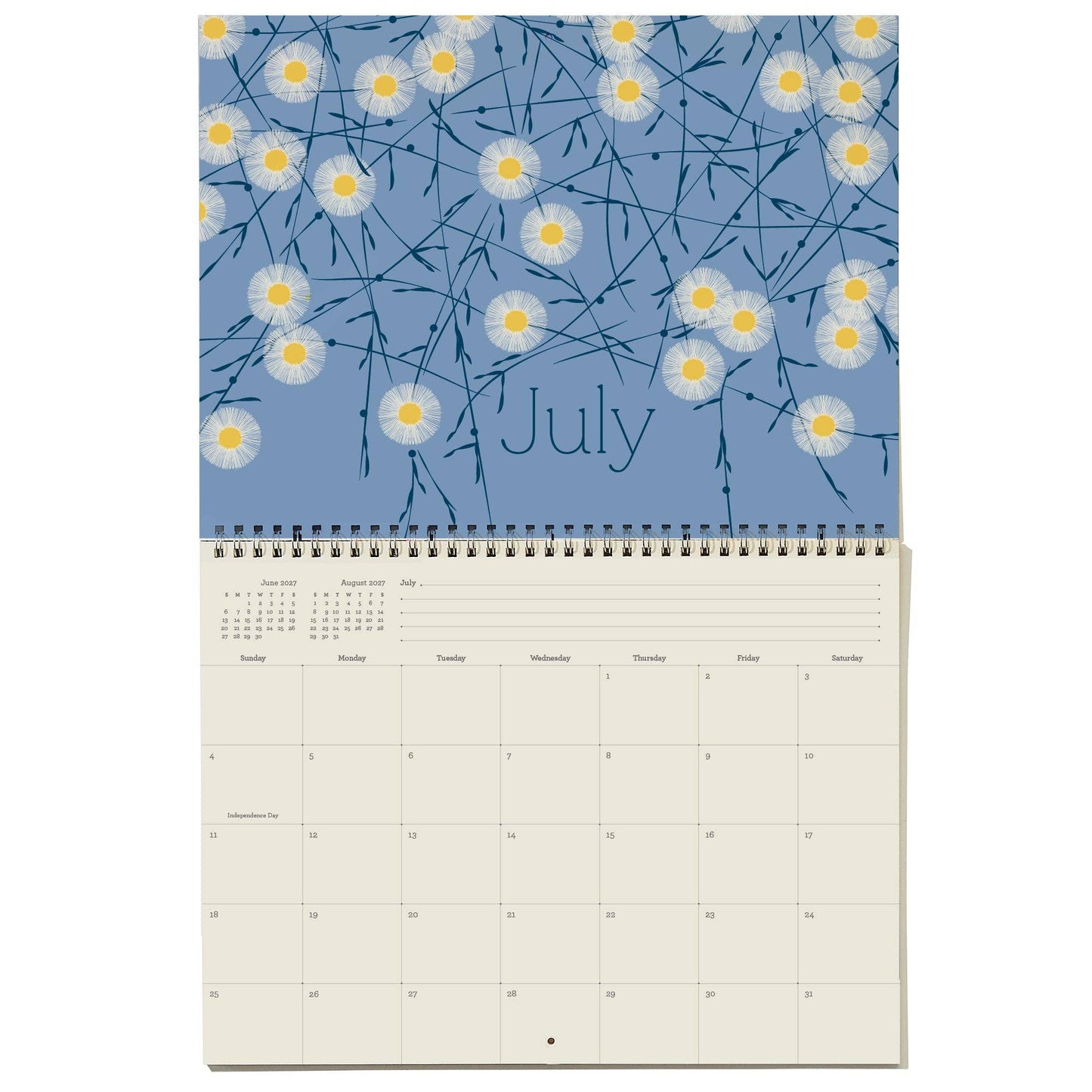2027 Write-On Calendar | Grid style monthly calendar