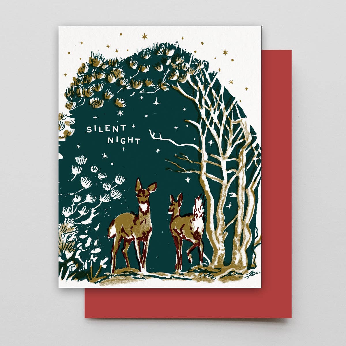 Silent Night Deer Set of 6 - Red
