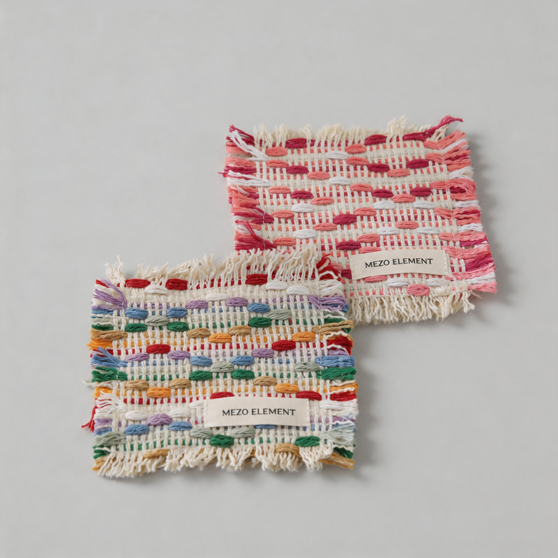 Woven Table Mat Coaster: Pink / One Size