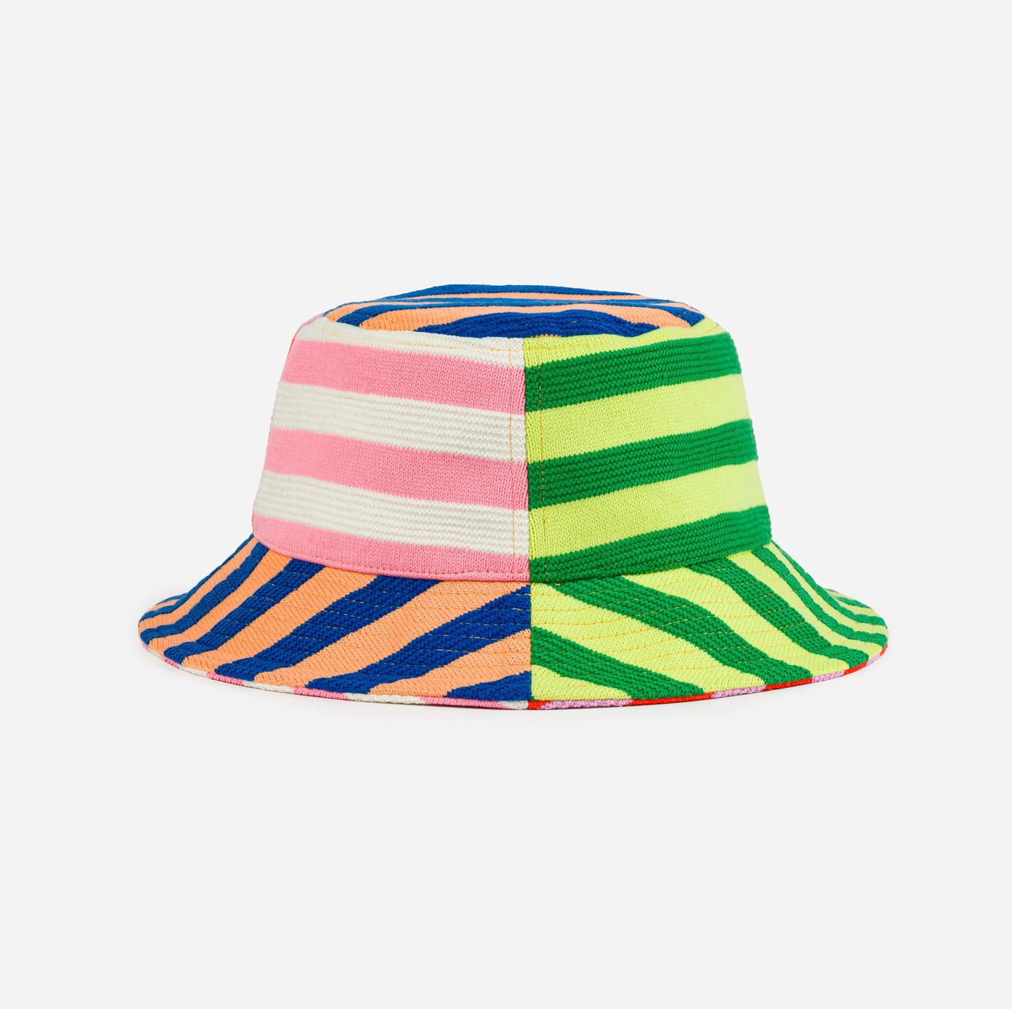Super Stripe Bucket Hat: Peach Cobalt