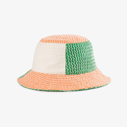 Squiggle Knit Bucket Hat: Kelly Peach