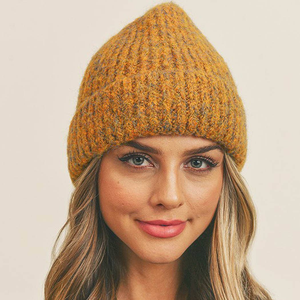 Fuzzy Mixed Color Knit Beanie