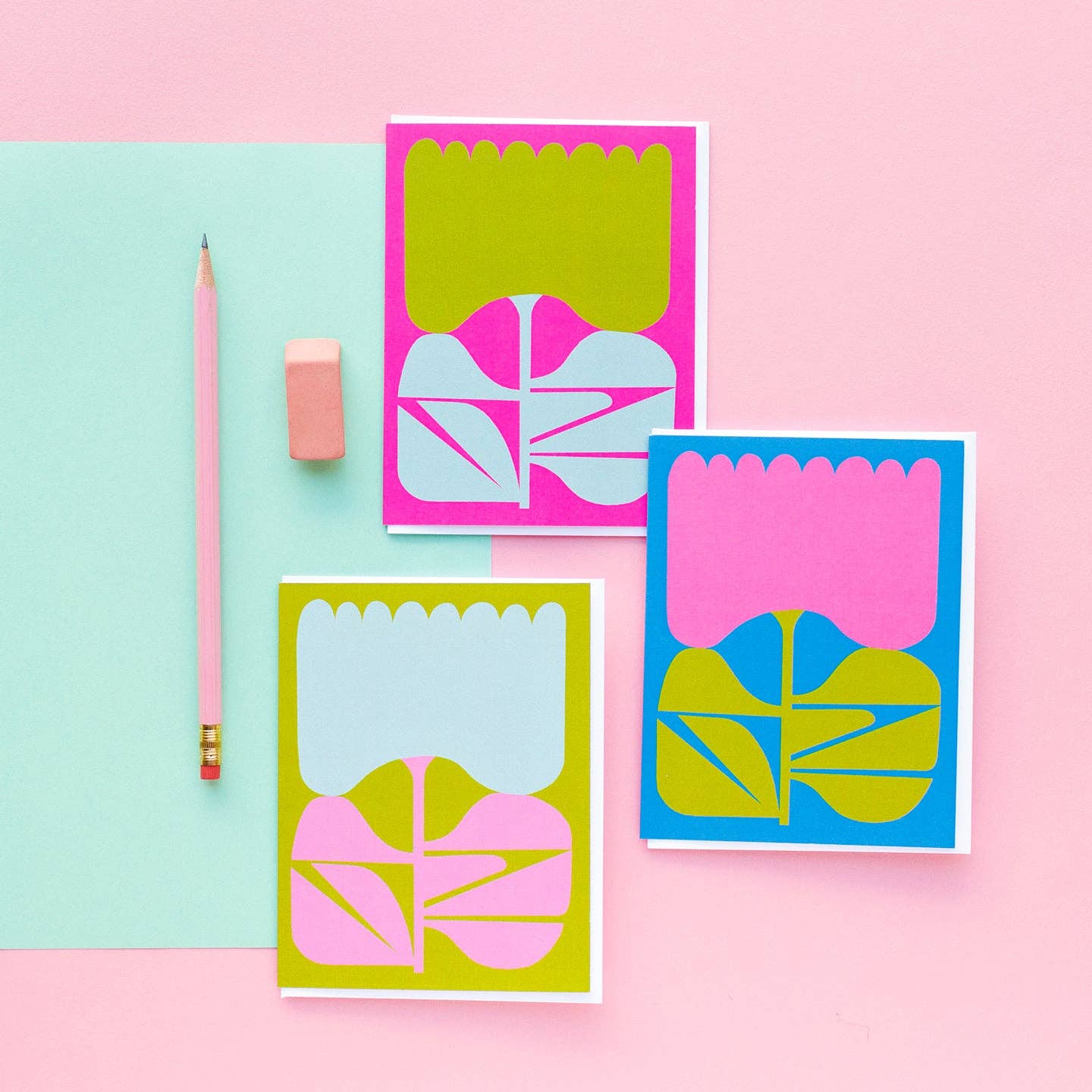 Three Tulips Greeting Card Box set of 6