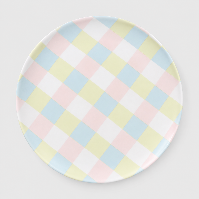 Checkered Snack Plate: Blue / F