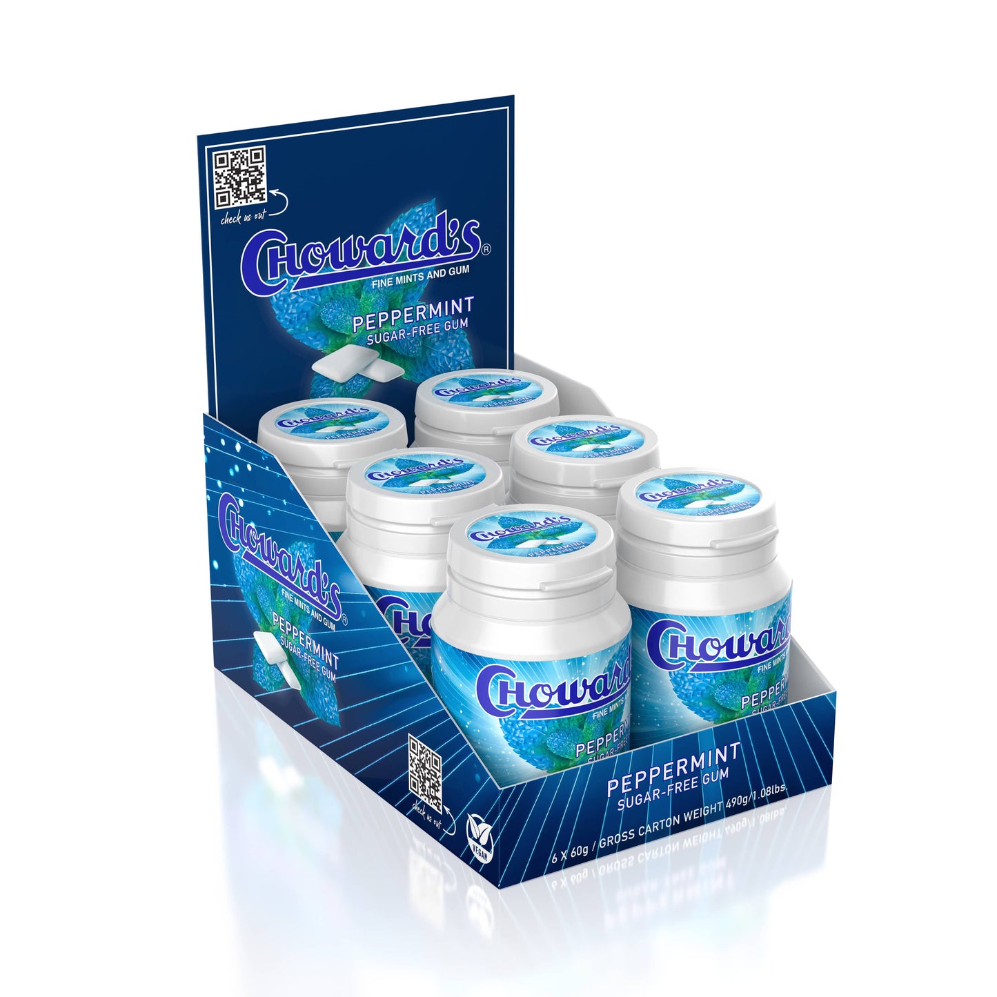 Choward's Sugar free Peppermint gum bottle
