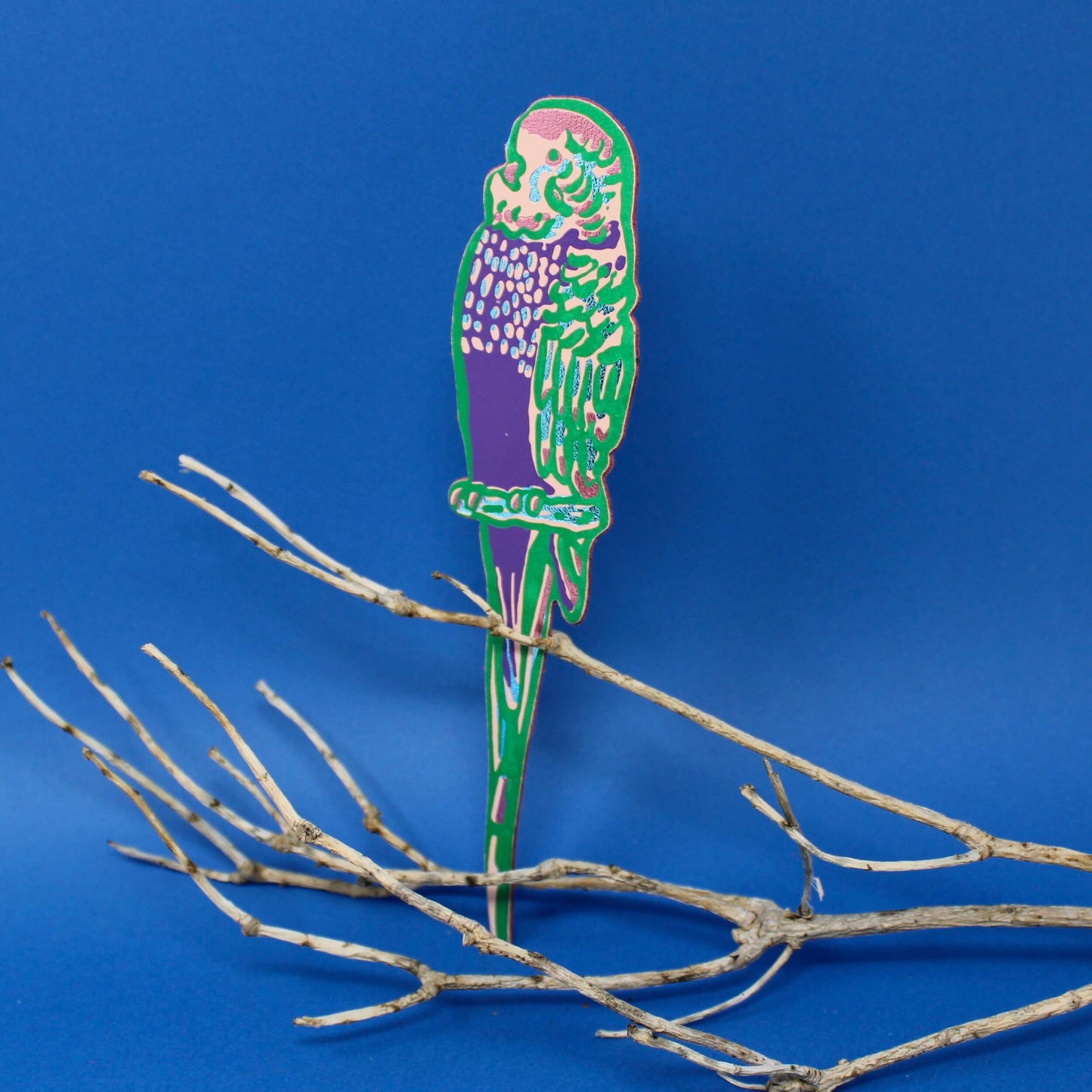 Parakeet Bookmark: Red/Blue