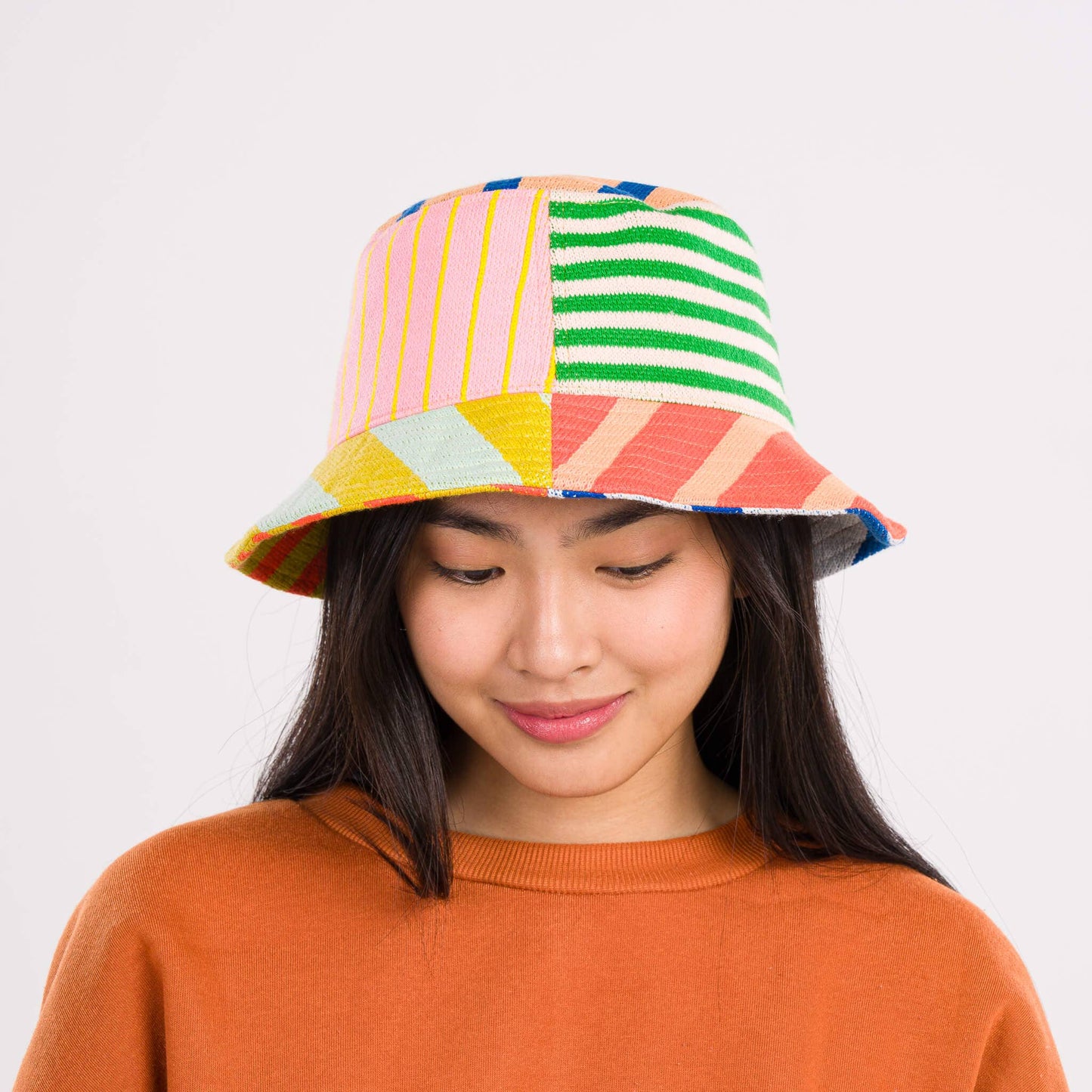 Patchwork Stripe Bucket Hat: Sport