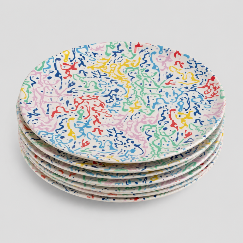 Checkered Snack Plate: Pink Green / F