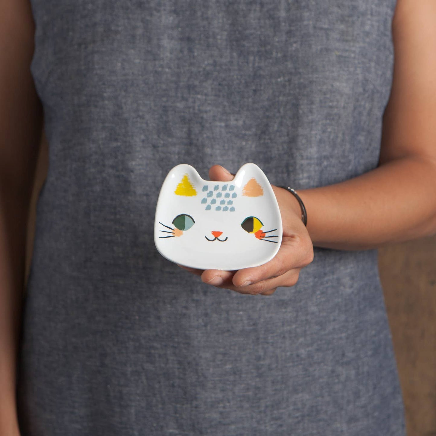 Danica Studio Meow Meow Cat Shaped Ceramic Trinket Tray