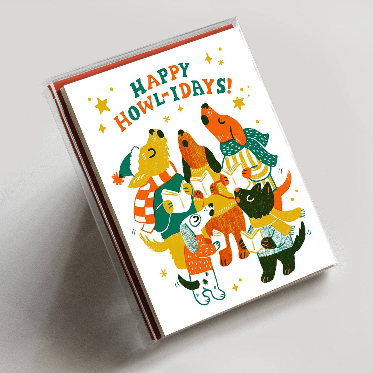 Happy Howl-idays Set of 6 - Red: Set of 6 cards