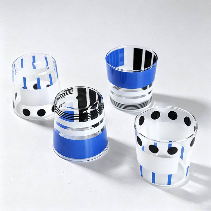 Retro Polka Dot Painted Cup: Blue Black / One Size