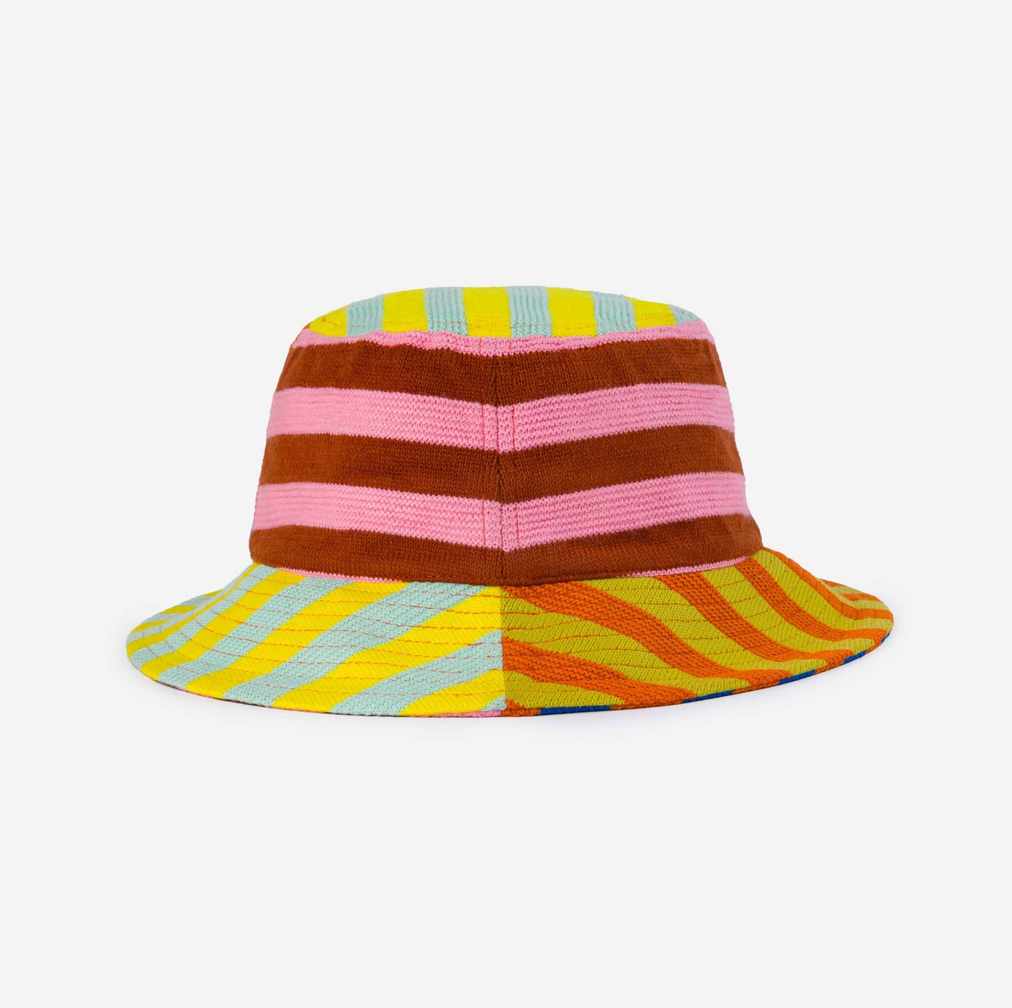 Super Stripe Bucket Hat: Peach Cobalt