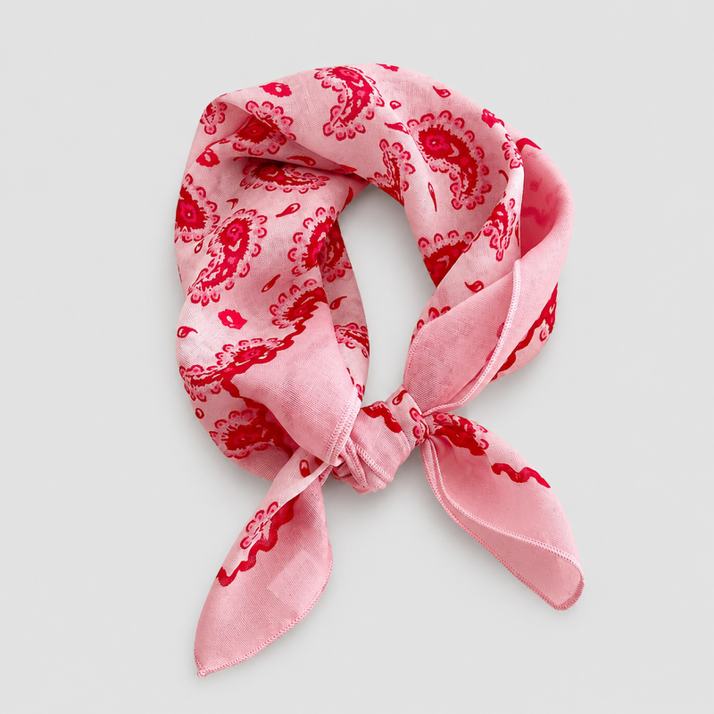 Red Tone Floral Square Scarf: Red Striped / One Size