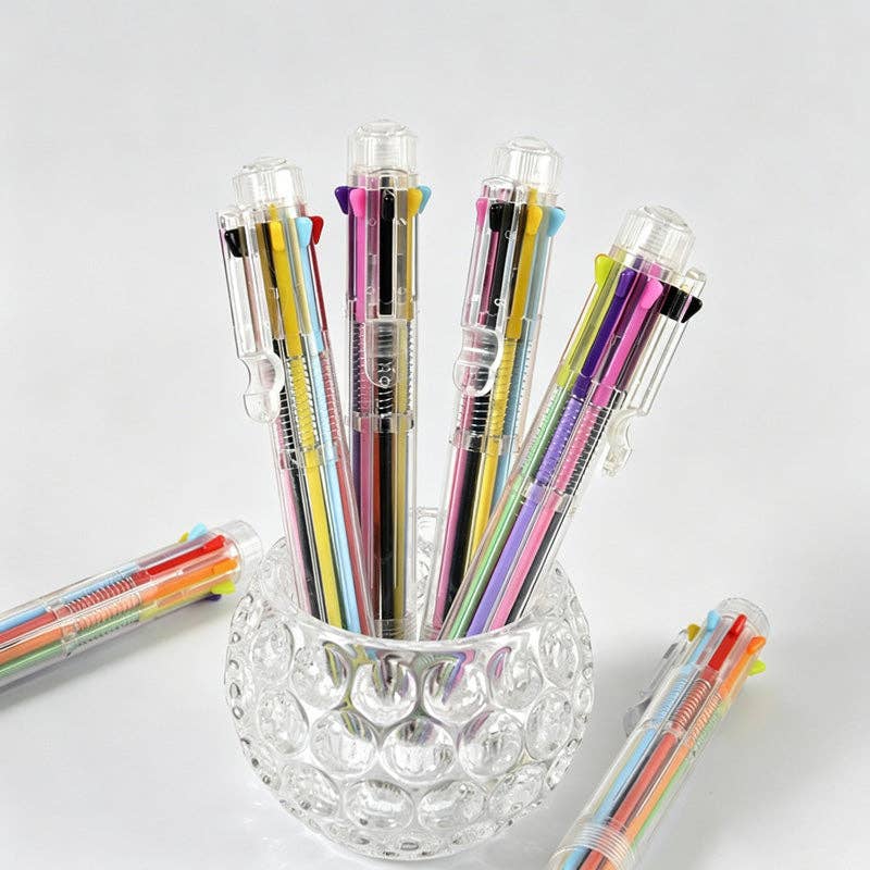 6-Color Retractable Multi Ink Ballpoint Pen: Colorful / OS