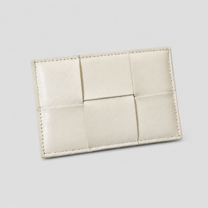 Faux Leather Woven Card Holder: Yellow / One Size