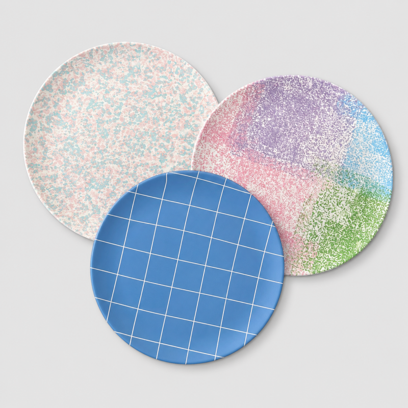 Checkered Snack Plate: Blue / F
