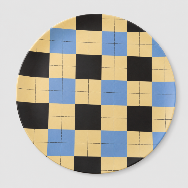 Gingham Dinner Plate: Blue Black / 25CM