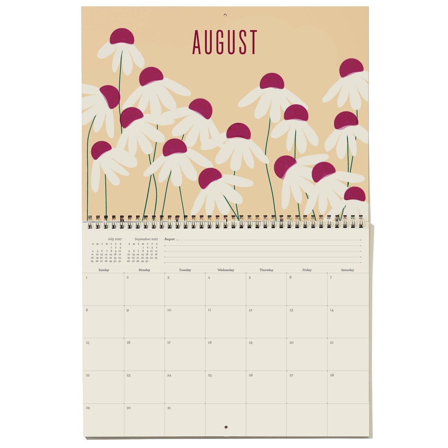 2027 Write-On Calendar | Grid style monthly calendar