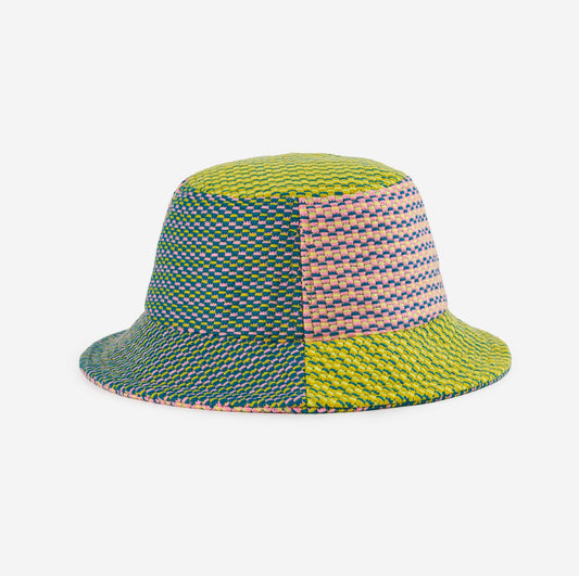 Dashes Knit Bucket Hat: Green Pink