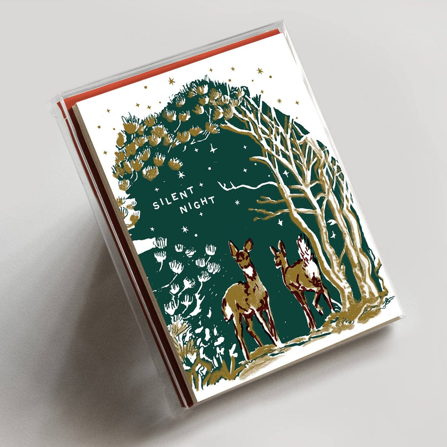 Silent Night Deer Set of 6 - Red