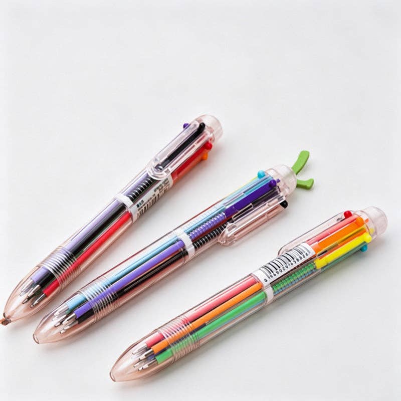6-Color Retractable Multi Ink Ballpoint Pen: Colorful / OS