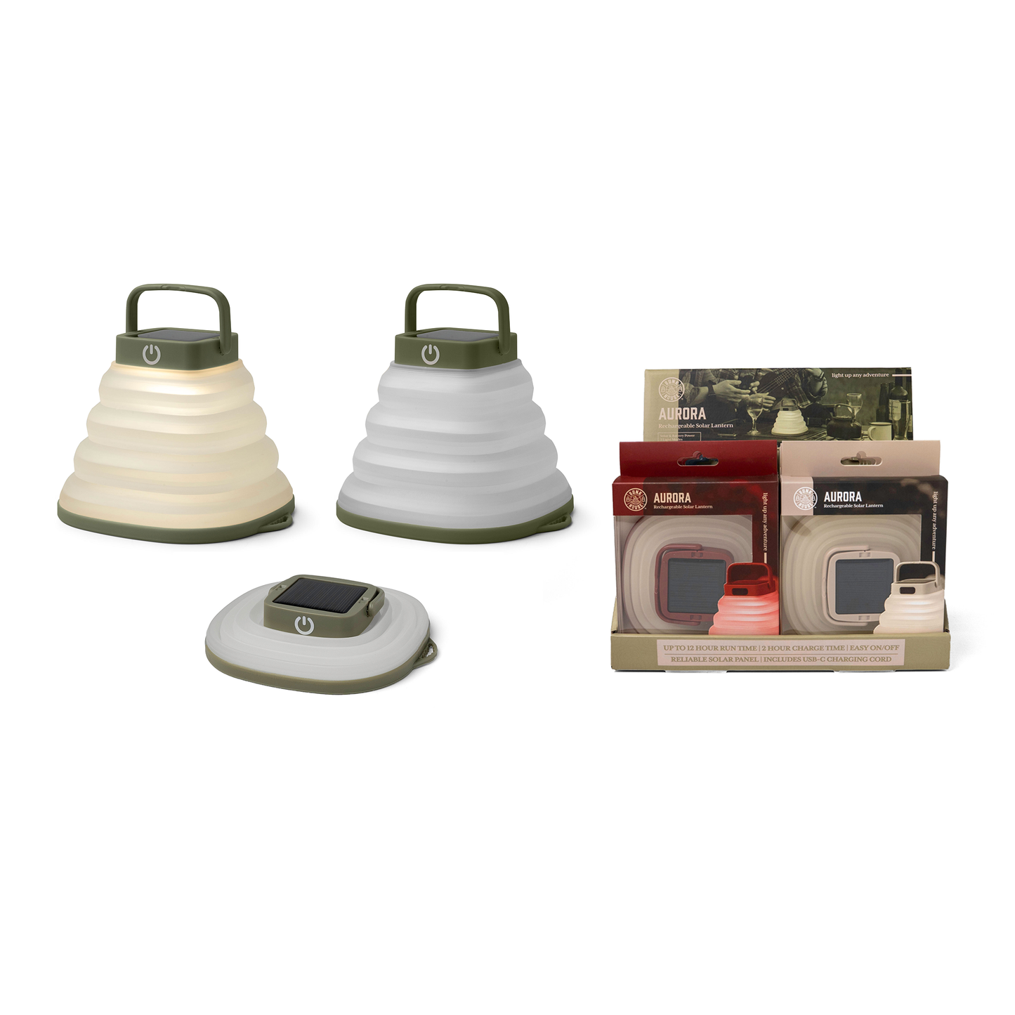 Bunk House Aurora Rechargeable and Collapsible Lantern Asst