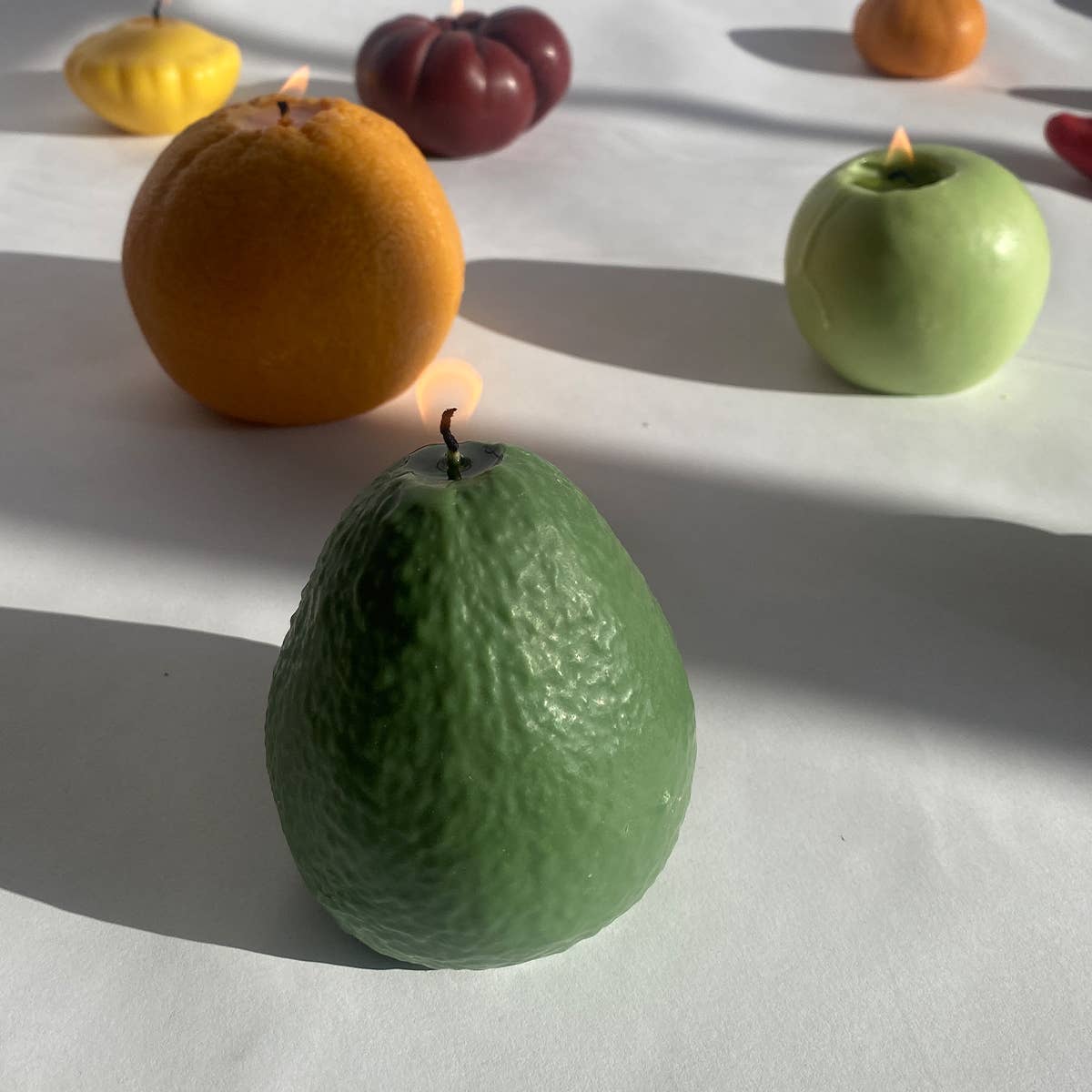 Large Avocado Candle: Green / Sea Salt and Orchid / Single Avocado