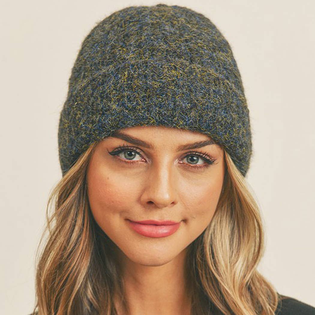 Fuzzy Mixed Color Knit Beanie